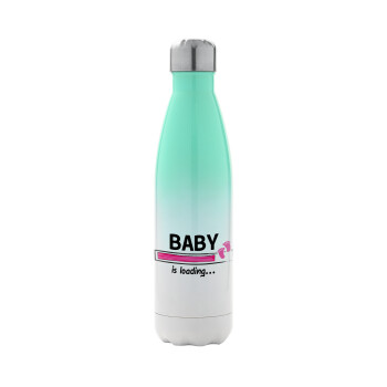 Baby is Loading GIRL, Metal mug thermos Green/White (Stainless steel), double wall, 500ml
