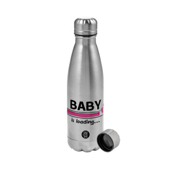 Baby is Loading GIRL, Μεταλλικό παγούρι νερού, ανοξείδωτο ατσάλι, 750ml