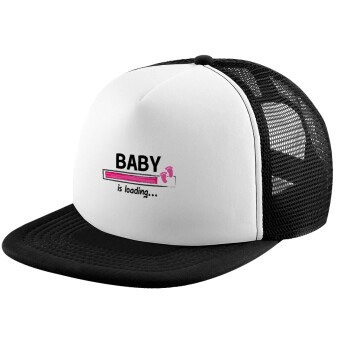 Baby is Loading GIRL, Καπέλο Ενηλίκων Soft Trucker με Δίχτυ Black/White (POLYESTER, ΕΝΗΛΙΚΩΝ, UNISEX, ONE SIZE)