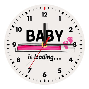 Baby is Loading GIRL, Wooden wall clock (20cm)