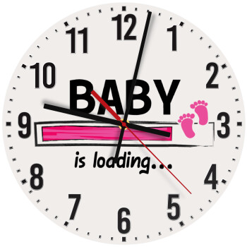Baby is Loading GIRL, Ρολόι τοίχου ξύλινο (30cm)