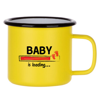 Baby is Loading GIRL, Κούπα Μεταλλική εμαγιέ ΜΑΤ Κίτρινη 360ml