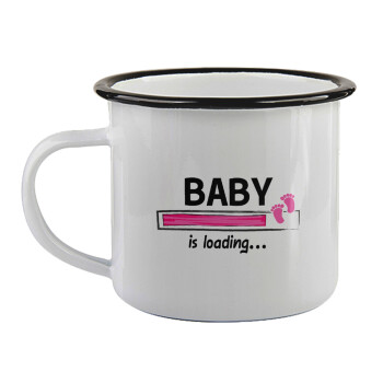 Baby is Loading GIRL, Κούπα εμαγιέ με μαύρο χείλος 360ml