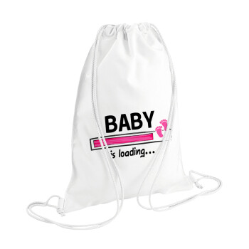 Baby is Loading GIRL, Backpack pouch GYMBAG white (28x40cm)