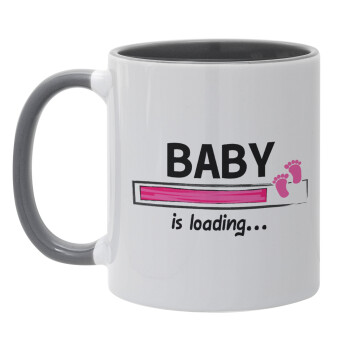Baby is Loading GIRL, Mug colored grey, ceramic, 330ml