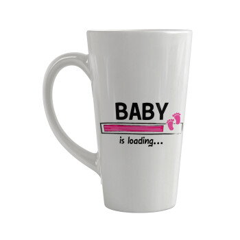 Baby is Loading GIRL, Κούπα κωνική Latte Μεγάλη, κεραμική, 450ml