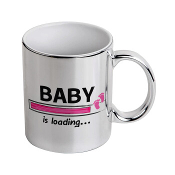 Baby is Loading GIRL, Mug ceramic, silver mirror, 330ml