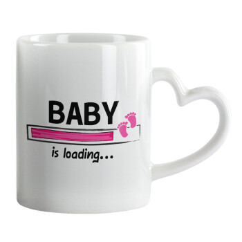 Baby is Loading GIRL, Mug heart handle, ceramic, 330ml
