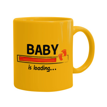 Baby is Loading GIRL, Ceramic coffee mug yellow, 330ml (1pcs)