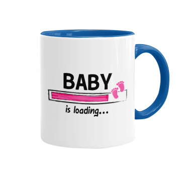 Baby is Loading GIRL, Mug colored blue, ceramic, 330ml