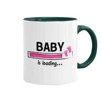 Baby is Loading GIRL, Mug colored green, ceramic, 330ml