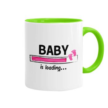 Baby is Loading GIRL, Mug colored light green, ceramic, 330ml