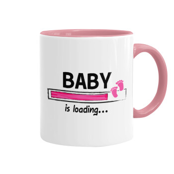 Baby is Loading GIRL, Mug colored pink, ceramic, 330ml