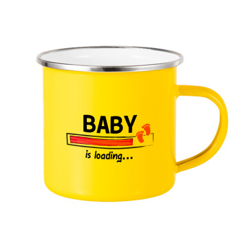 Baby is Loading GIRL, Κούπα Μεταλλική εμαγιέ Κίτρινη 360ml