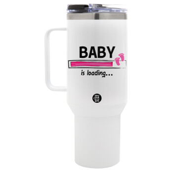 Baby is Loading GIRL, Mega Stainless steel Tumbler with lid, double wall 1,2L