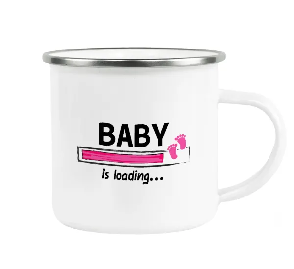Baby is Loading GIRL — Κούπα Μεταλλική εμαγιέ λευκη 360ml