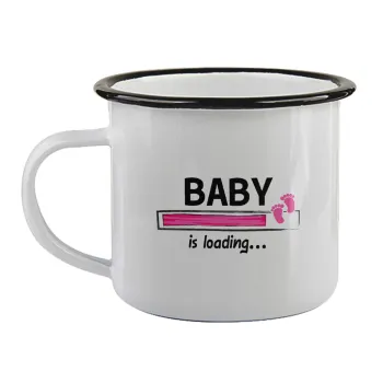 Baby is Loading GIRL, Κούπα εμαγιέ με μαύρο χείλος 360ml