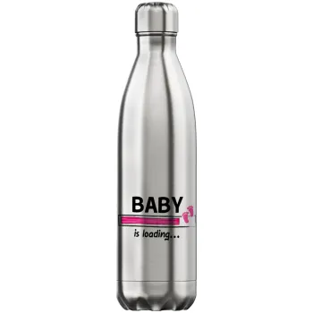 Baby is Loading GIRL, Μεταλλικό παγούρι θερμός Inox (Stainless steel), διπλού τοιχώματος, 750ml