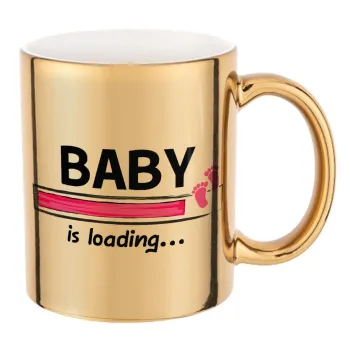 Baby is Loading GIRL, Mug ceramic, gold mirror, 330ml