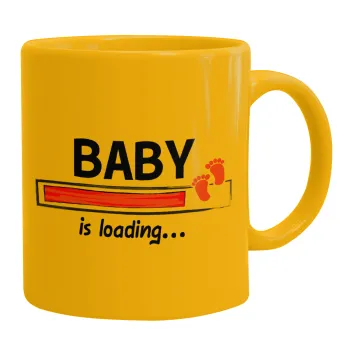 Baby is Loading GIRL, Ceramic coffee mug yellow, 330ml