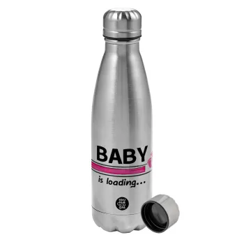 Baby is Loading GIRL, Metallic water bottle, stainless steel, 750ml