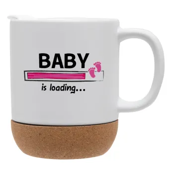 Baby is Loading GIRL, Ceramic coffee mug Cork (MAT), 330ml