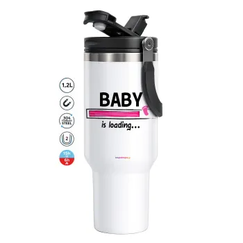 Baby is Loading GIRL, Mega Stainless steel Tumbler with lid, double wall 1,2L