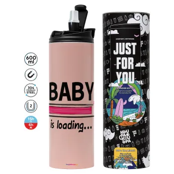 Baby is Loading GIRL, Tumbler stainless steel PINK 600ml