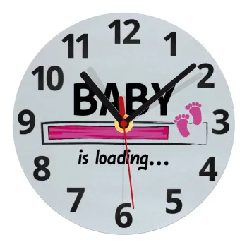 Baby is Loading GIRL, Ρολόι τοίχου γυάλινο (20cm)