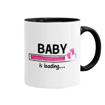 Baby is Loading GIRL, Mug colored black, ceramic, 330ml