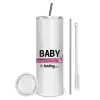 Tumbler stainless steel 600ml, with metal straw & cleaning brush