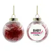 Transparent Christmas tree ball ornament with red filling 8cm