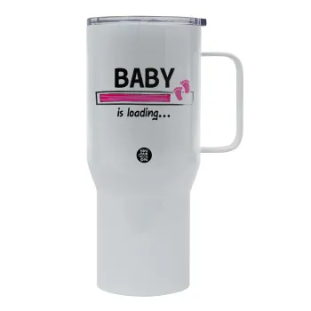 Baby is Loading GIRL, Tumbler με καπάκι, διπλού τοιχώματος (θερμό) 750L