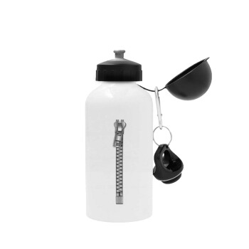 Zipper, Metal water bottle, White, aluminum 500ml