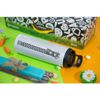 Zipper, Easter candle,Travel Tumbler 2 Lids, with metal straw & cleaning brush & aromatic flat candle (30cm) (BLUE)