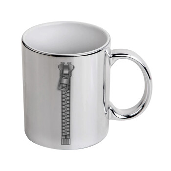 Zipper, Mug ceramic, silver mirror, 330ml