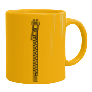 Zipper, Ceramic coffee mug yellow, 330ml (1pcs)
