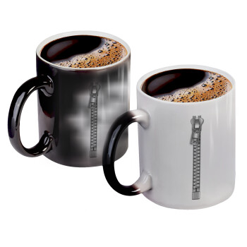Zipper, Color changing magic Mug, ceramic, 330ml when adding hot liquid inside, the black colour desappears (1 pcs)