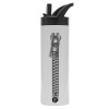 Metallic thermos bottle with straw & handle, stainless steel (Stainless steel 304), double-walled, 600ml.