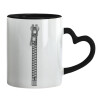 Mug heart black handle, ceramic, 330ml