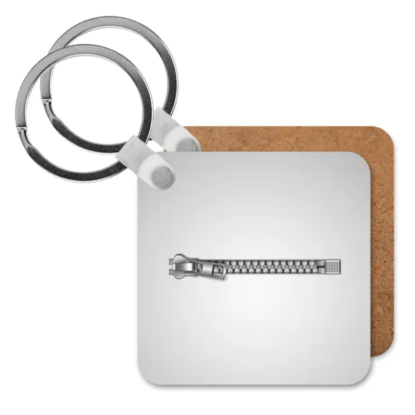Zipper — Square wooden MDF keychain