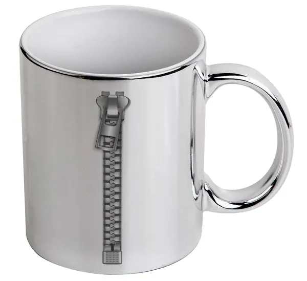 Zipper — Mug ceramic, silver mirror, 330ml