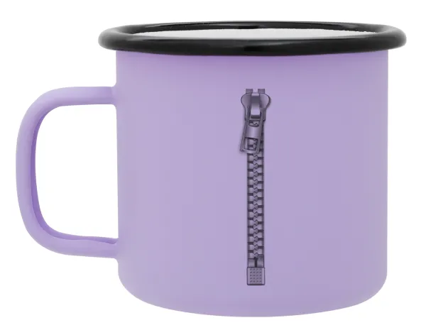 Zipper — Metal enamel mug, matte light pastel purple, 360ml