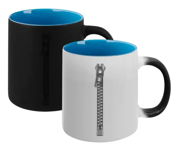 Zipper — Magic mug with blue interior, ceramic, 330ml, changes colour with hot drinks