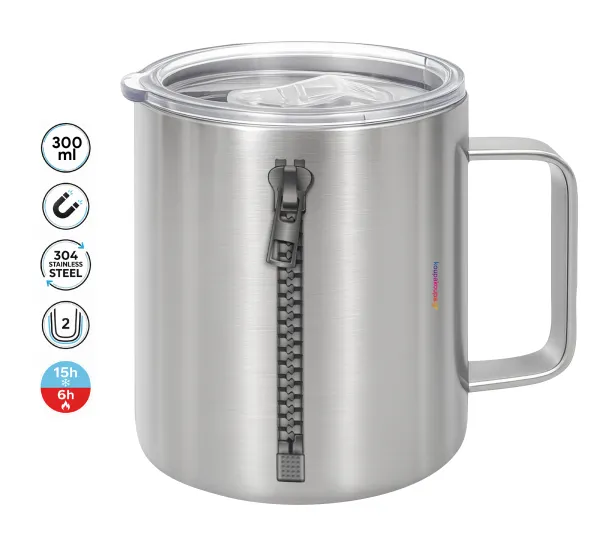 Zipper — Double-walled stainless steel mug 300ml with temperature-retaining lid