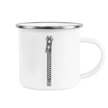 Zipper, Metallic enamel cup white 360ml