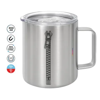 Zipper, Mug Stainless steel double wall 300ml