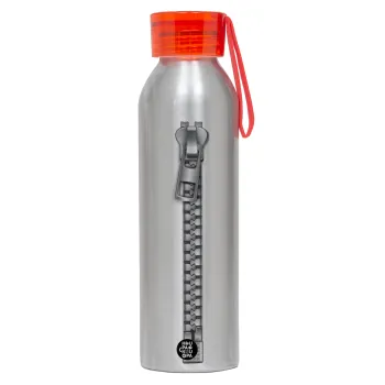 Ράψ'το!, Αλουμινένιο Αθλητικό Μπουκάλι 650ml – Ασημί με Κόκκινο Καπάκι και Λουράκι Σιλικόνης