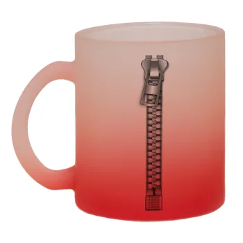 Zipper, Κούπα γυάλινη δίχρωμη με βάση το κόκκινο ματ, 330ml