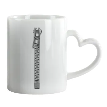 Zipper, Mug heart handle, ceramic, 330ml